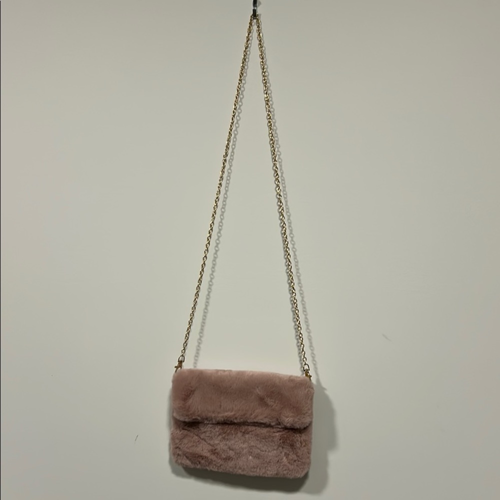 Elegant Faux Fur Shoulder Bag - Pink